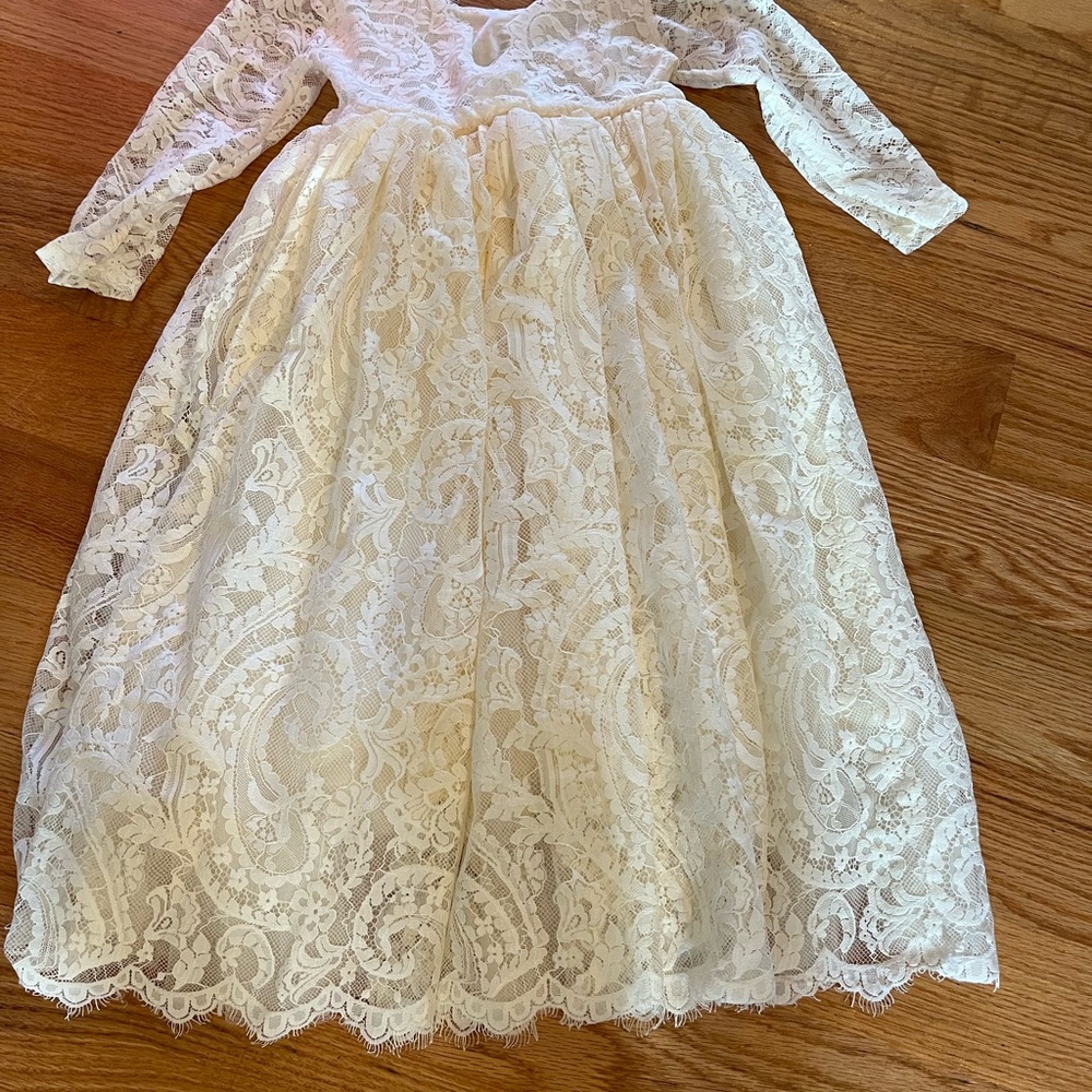 2Bunnies Paisley Lace Back A-Line Straight Tutu Tulle Party Flower Girl Dress